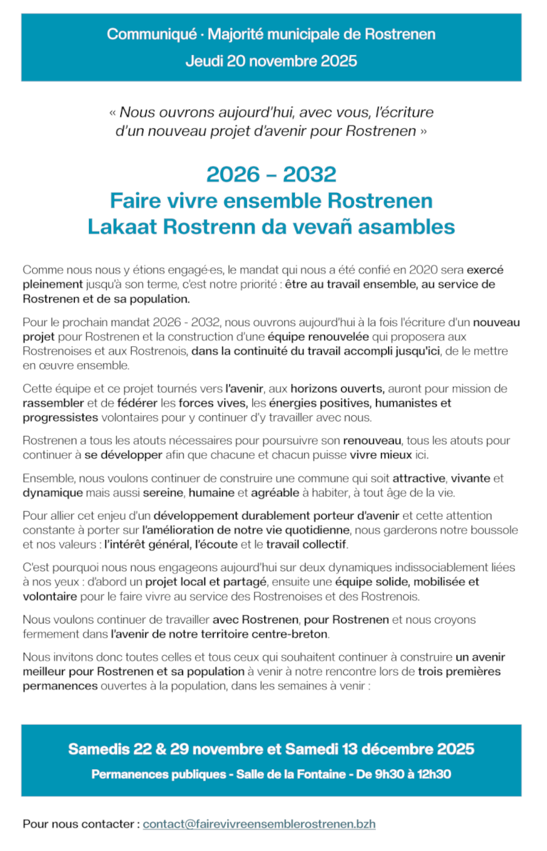 Communiqué de la Majorité