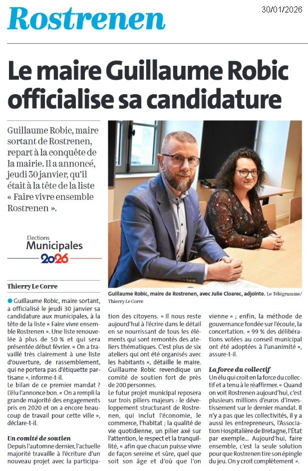 LE TELEGRAMME 17-12-2025 Le maire Guillaume Robic officialise sa candidature