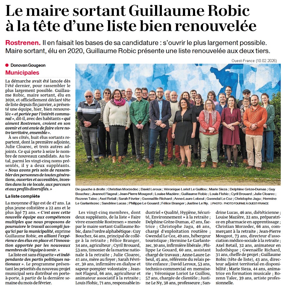 Le maire sortant Guillaume Robic à la tête d'une liste bien renouvelée