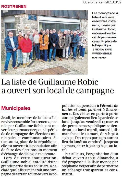 La liste de Guillaume Robic aouvert son local de campagne