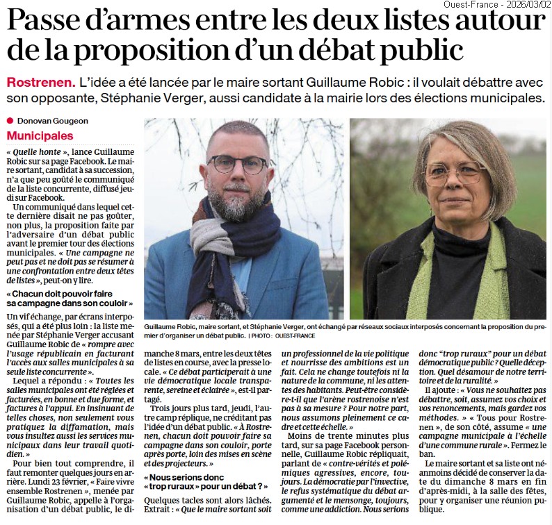 Passe d'armes entre les deux listes autour de la proposition d'un débat public